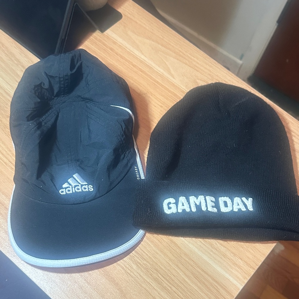 adidas Black Cap and Black GAME DAY Beanie Duo